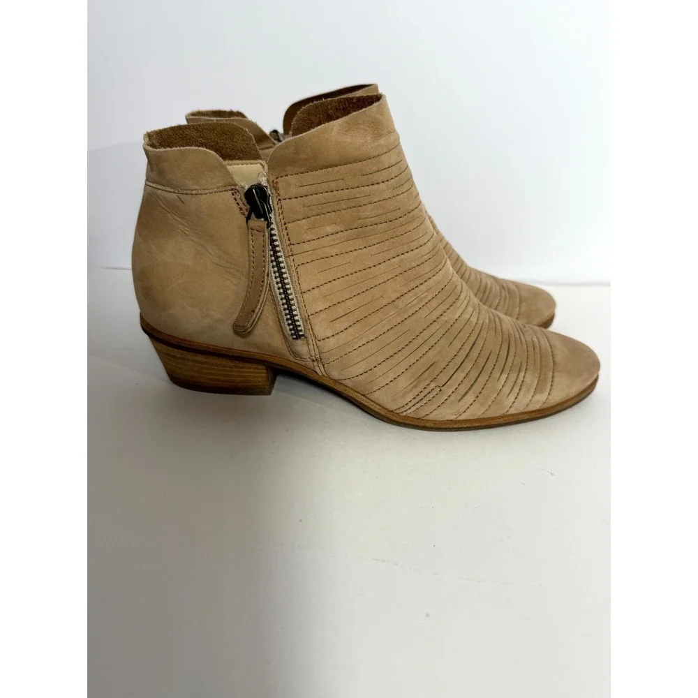 Paul Green Shasta Sliced Women Bootie 3 Brown Leather Side Zip Heeled Ankle Boot